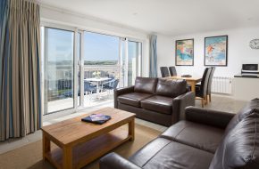 Lounge with sea views at Gull House, self-catering cottage in Rock, Cornwall